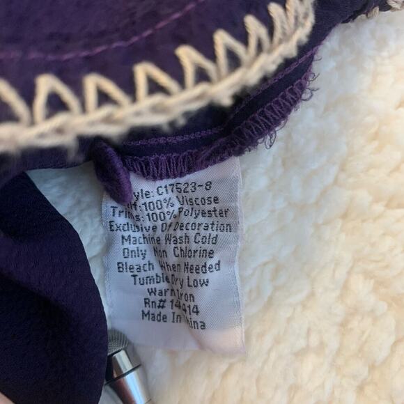 Johnny Was Mabel Blouse Boho Chic Embroidered XS Luxury Purple Cottage - Picture 5 of 6